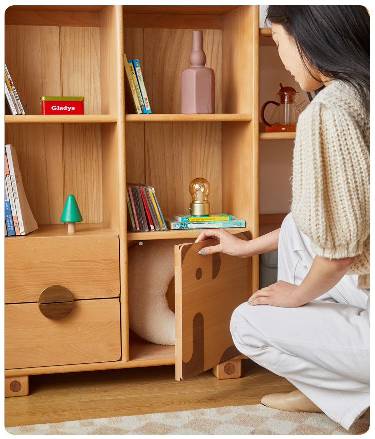 Oak Solid Wood Multi-Layer Children's Bookcase
