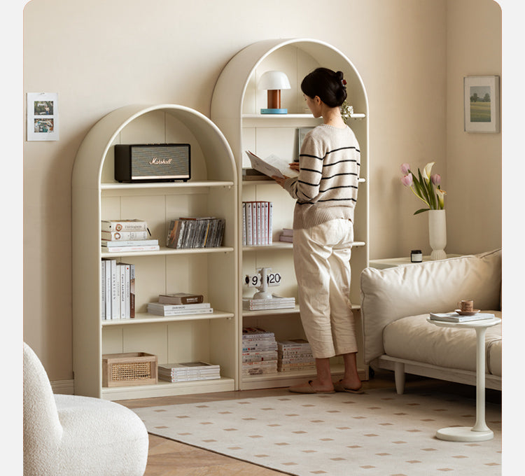 Poplar Solid Wood Arch Side Cabinet Bookshelf