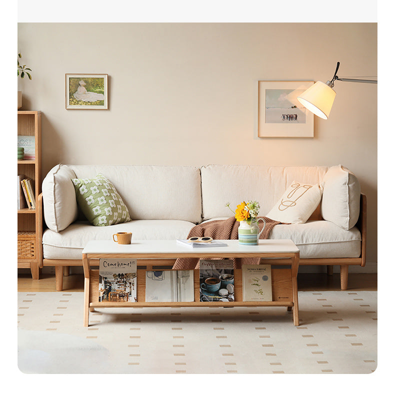 Oak Solid Wood Modern Rock Plate Coffee Table