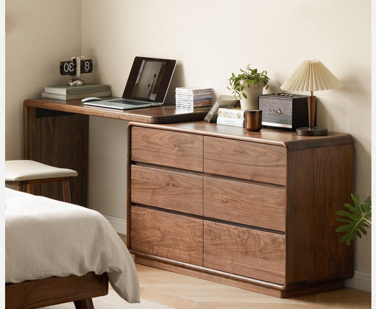 Black Walnut, Golden Sandalwood Telescopic Dressing Table.