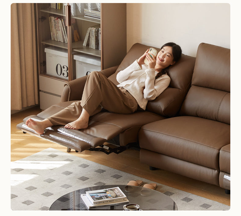 Genuine Leather Zero Wall Multifunctional Electric Sofa, Top Layer Cowhide Sofa.