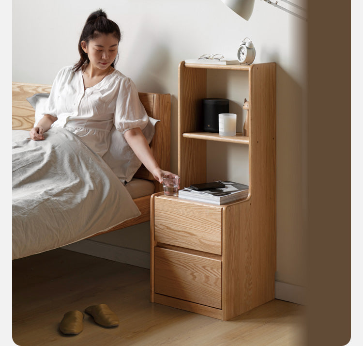 Oak Solid Wood Multifunctional High Section Nightstand)