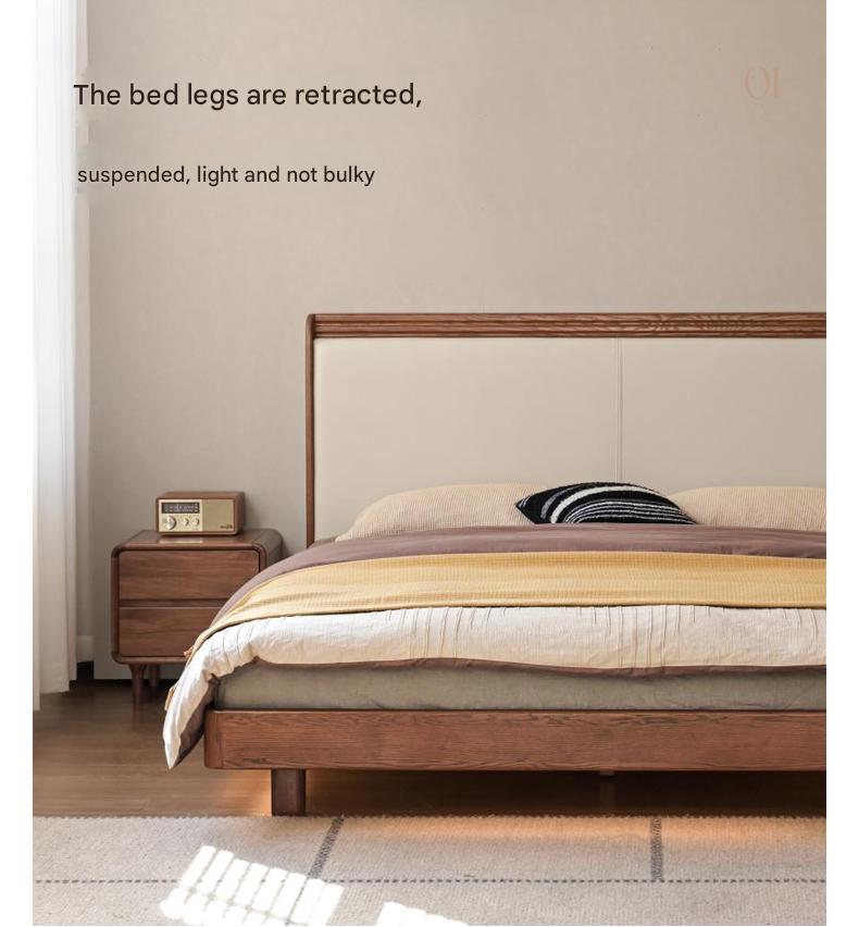 Oak Solid Wood Modern Simple Luminous Bed