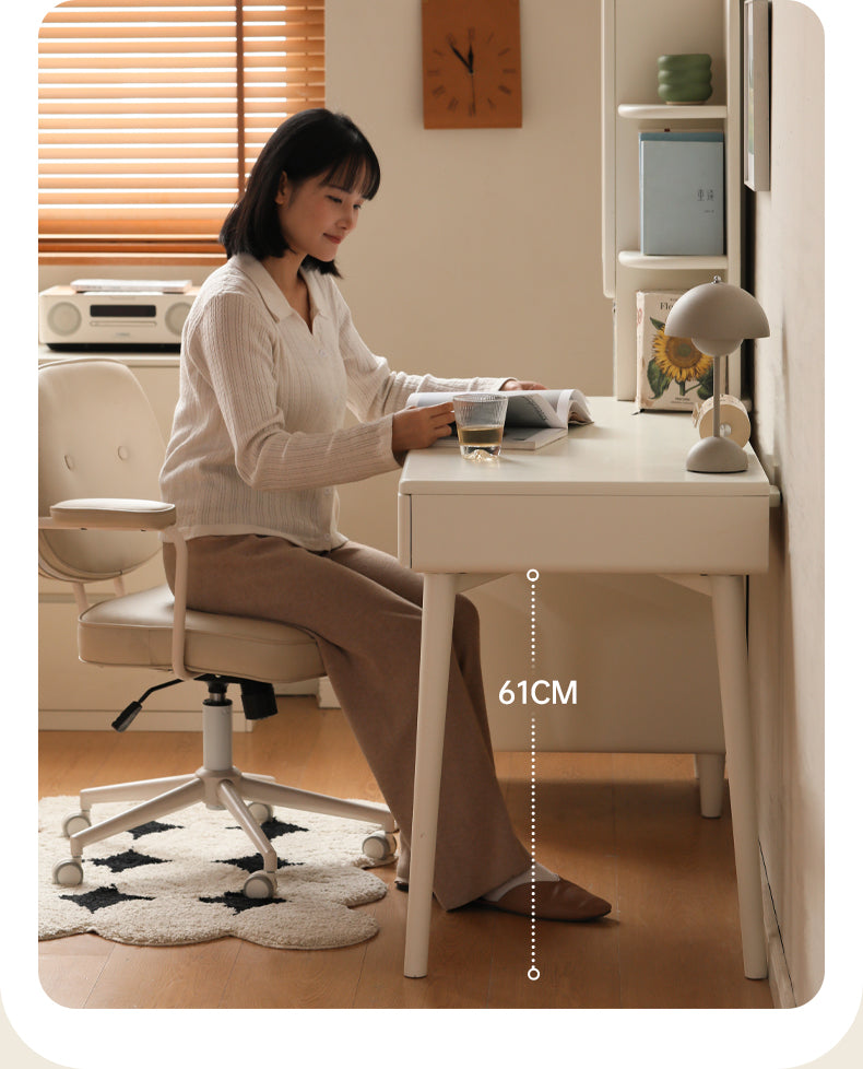 Rubberwood Solid Wood Retractable Desk and Bookshelf