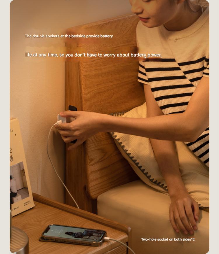 Oak Solid Wood Modern Suspension Bed