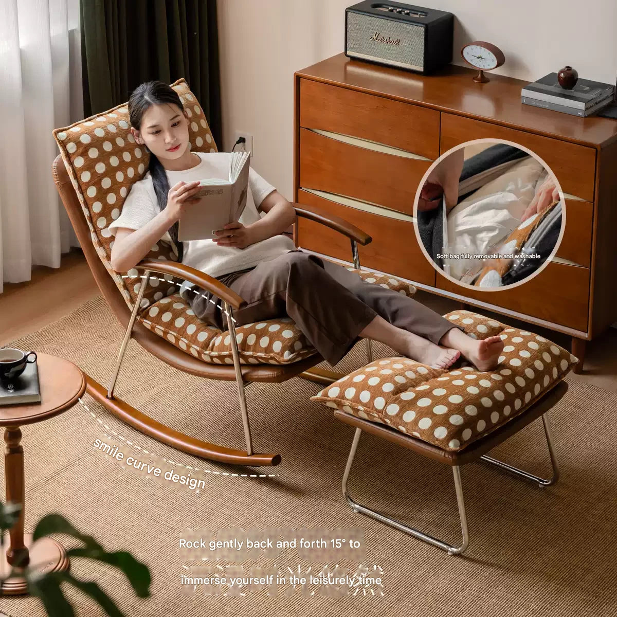 Fabric medieval style rocking chair