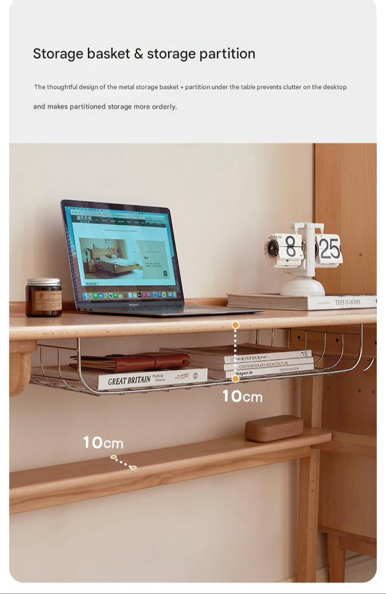 European Beech Solid Wood Ultra Narrow Writing Desk.