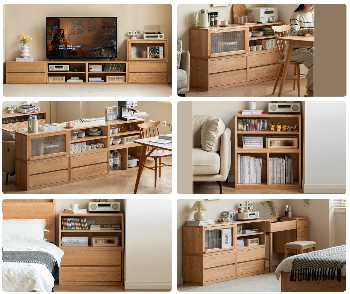 Oak, Ash Solid Wood Modern Free Combination Storage Bookcases