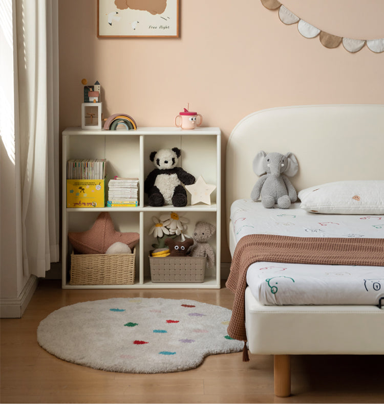 Rubber Solid Wood Cream Style Children's Free Сombination Bookshelf.