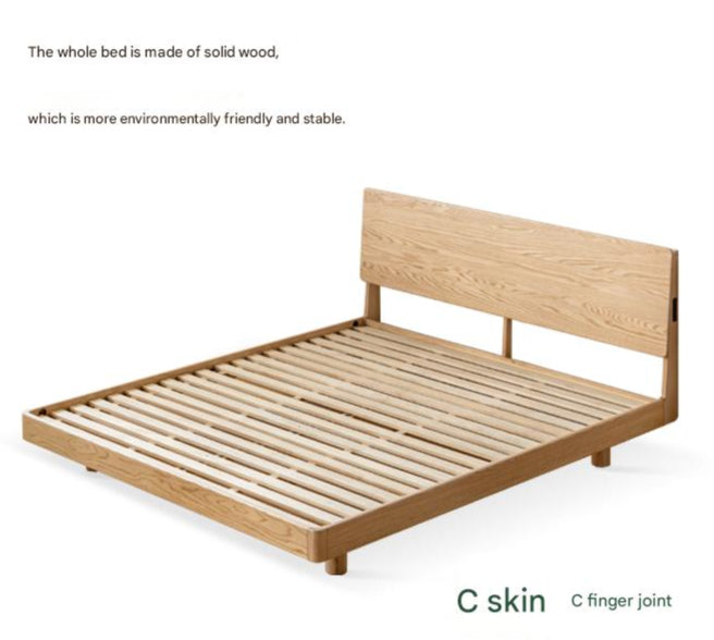 Oak Solid Wood Modern Suspension Bed