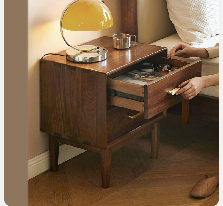 Black Walnut Solid Wood Nightstand.