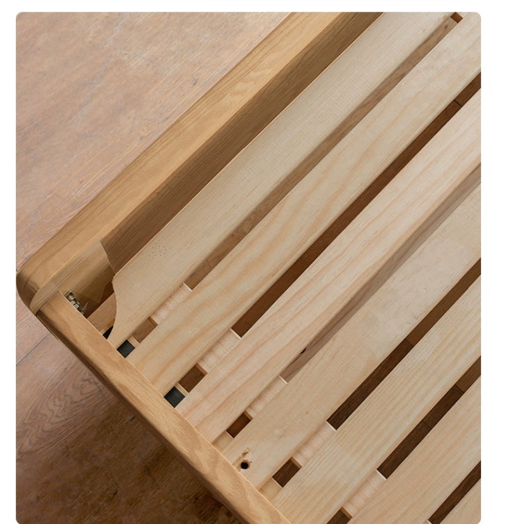Ash Solid Wood Bed Simple High Headboard.