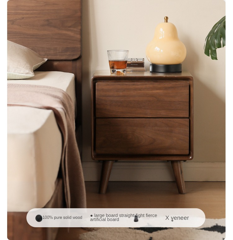 Black Walnut, Ash, Oak Solid Wood Classic Nightstand.