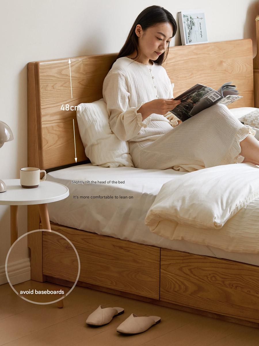 Ash, Oak, Black Walnut Solid Wood Box Bed Modern