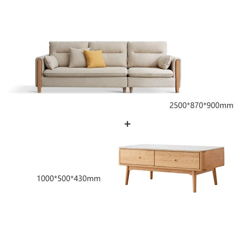 Luxury fabric sofa oak solid wood+