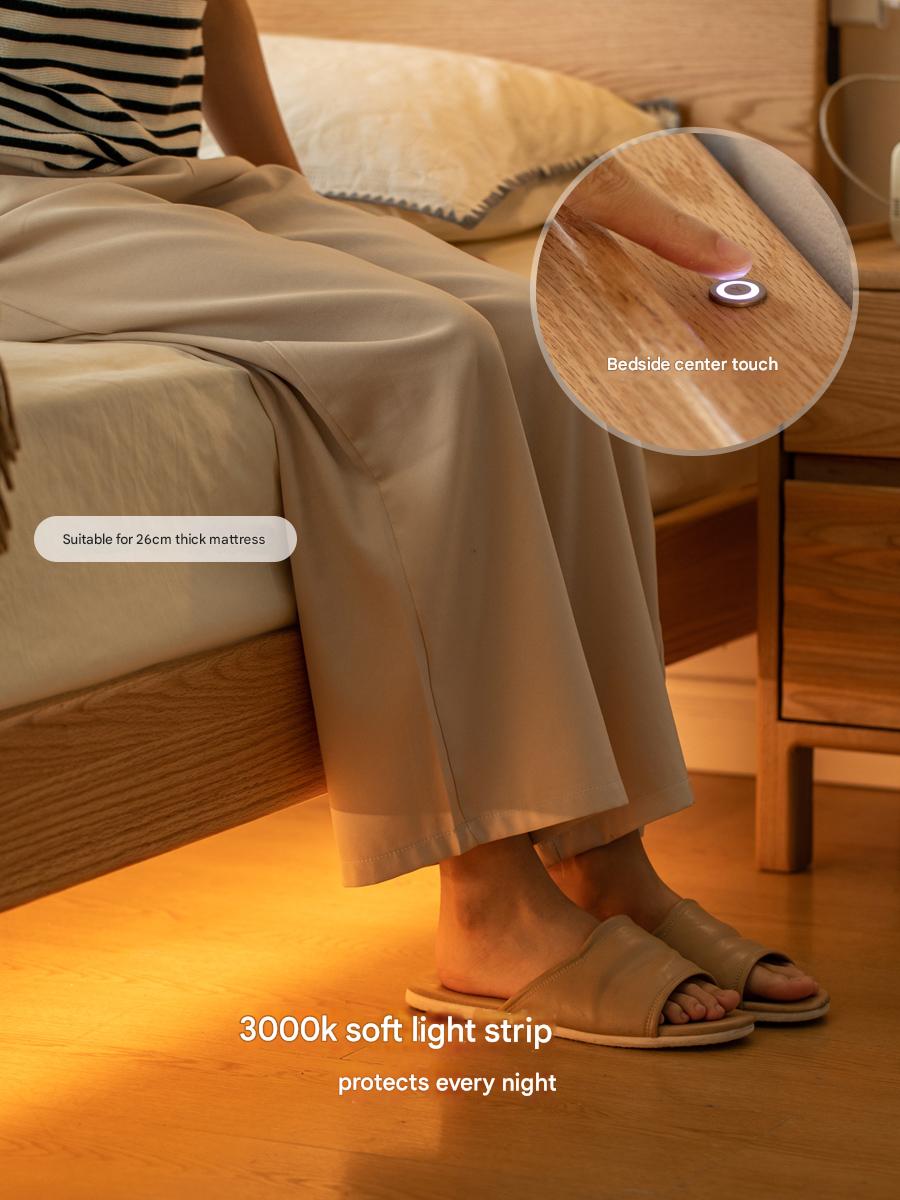 Oak Solid Wood Modern Suspension Bed