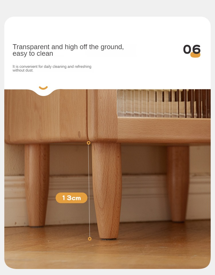 Beech Solid Wood Nightstand With Light