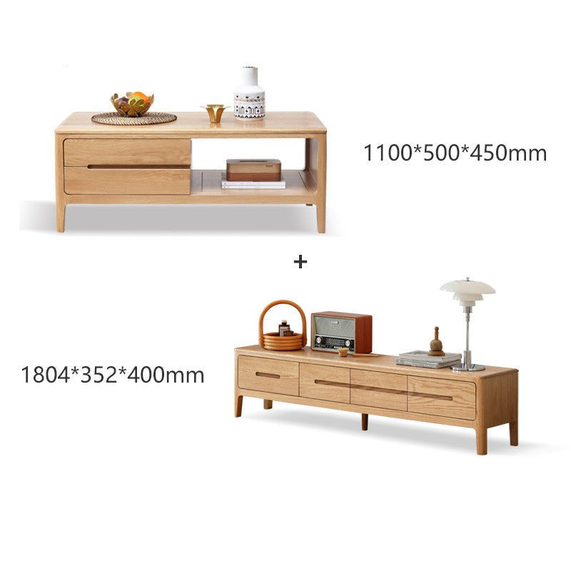 Coffee table three drawers Oak solid wood"