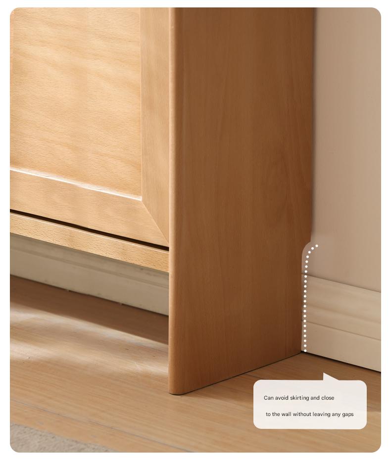 Beech Solid Wood Ultra-Thin Flip Bucket Shoe Cabinet
