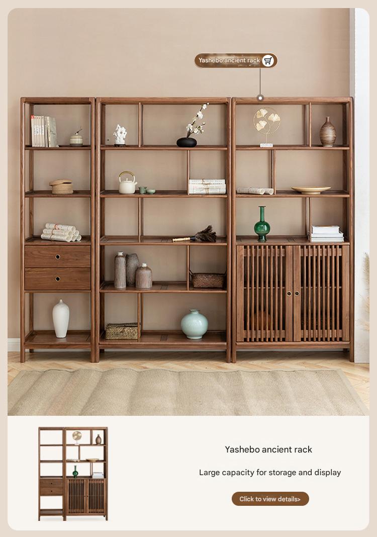 Black Walnut, Oak Solid Wood Floor TV Cabinet.