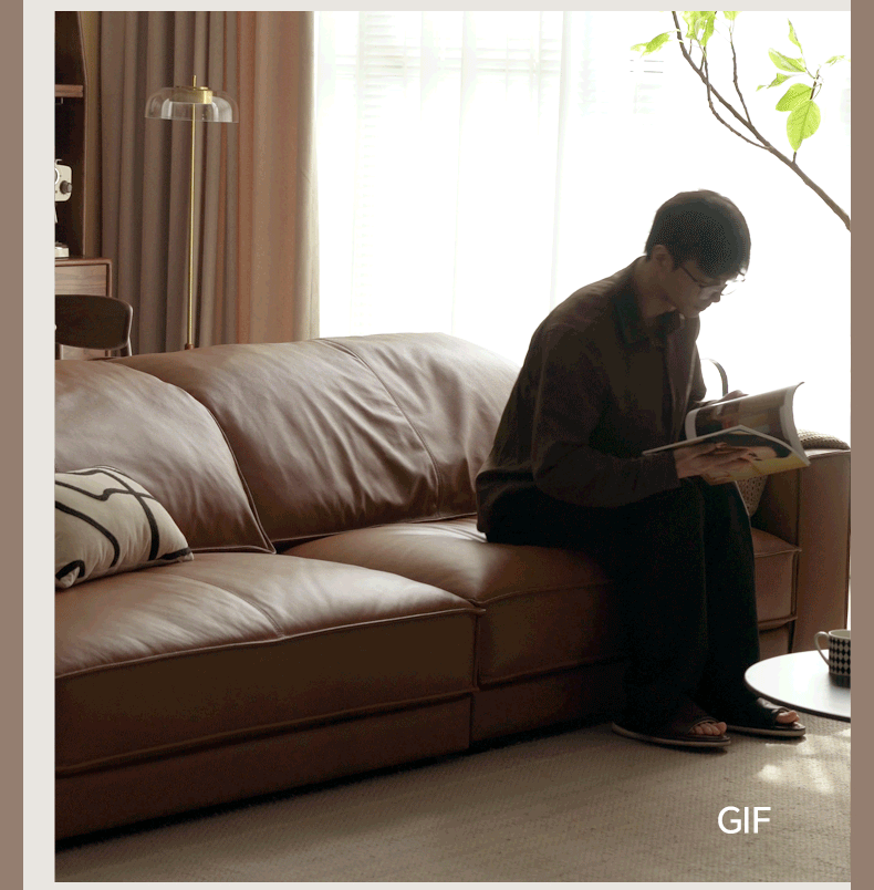 Leather Italian Top Layer Cowhide Sofa.