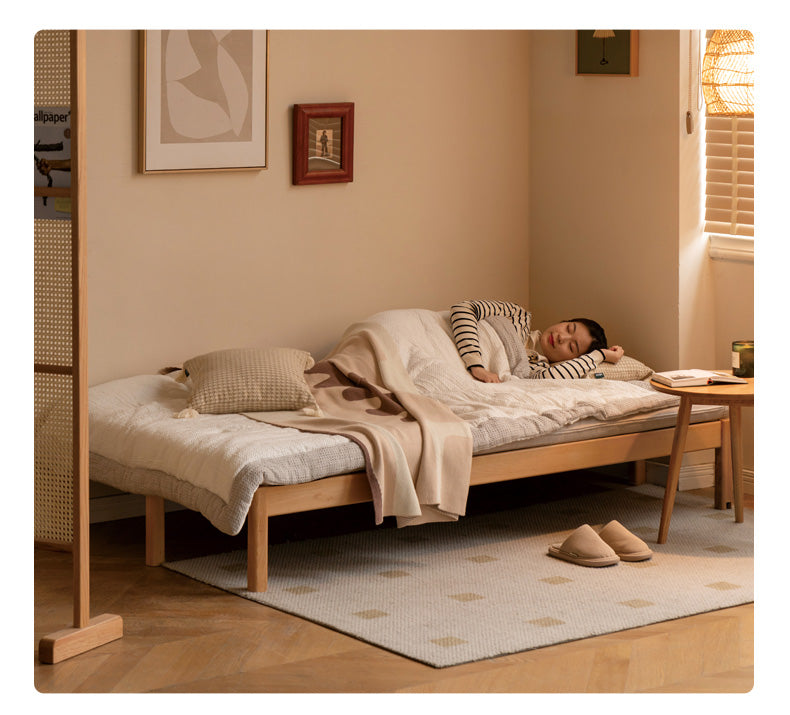 Oak Solid Wood Sofa Bed Folding Multi-functional Telescopic