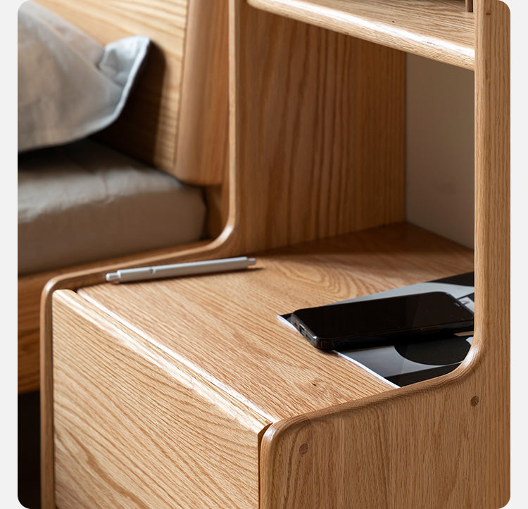 Oak Solid Wood Multifunctional High Section Nightstand)