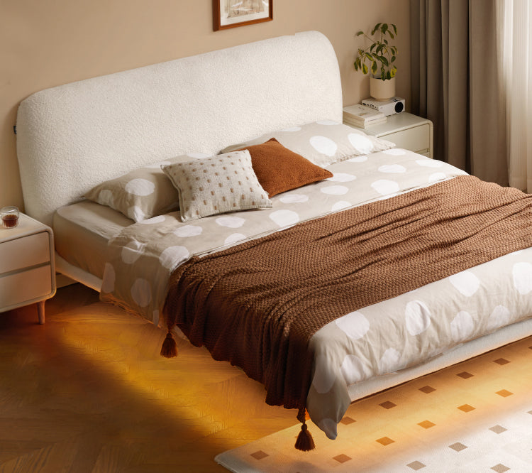 Fabric Soft Luminous White Suspension Imitation Lamb Fleece Bed