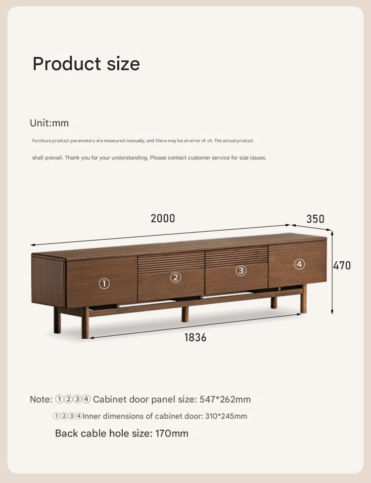 Black Walnut, Oak Solid Wood Floor TV Cabinet.
