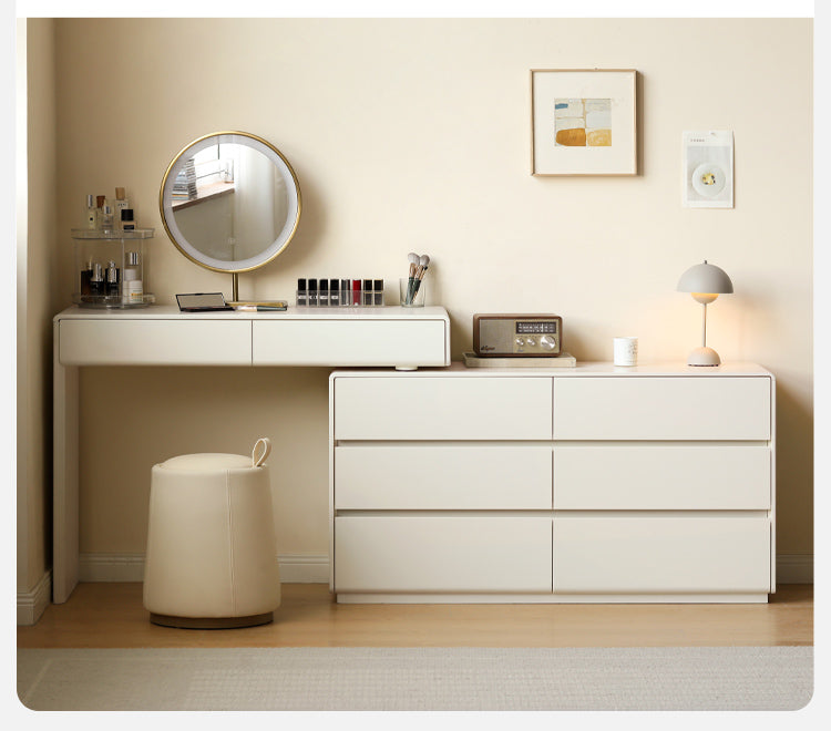 Poplar Solid Wood, Solid Rubberwood L-Shape Dressing Table