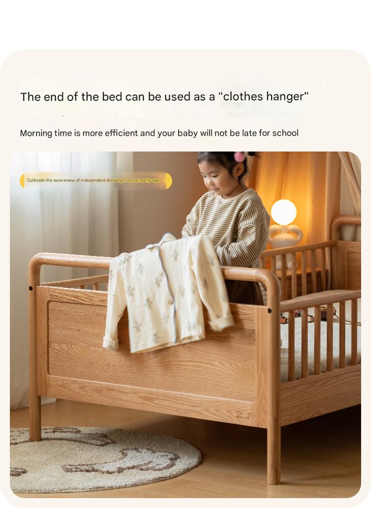 Oak Solid Wood Multi-functional Toddler Bed