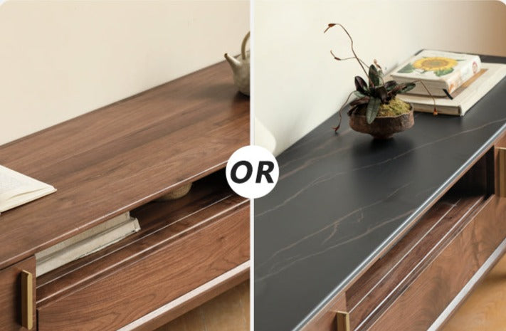 Black Walnut Solid Wood TV Stand Cabinet