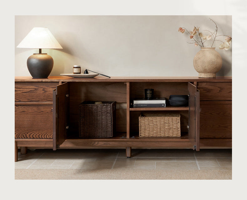 Ash Solid Wood Wabi-sabi Style TV Cabinet