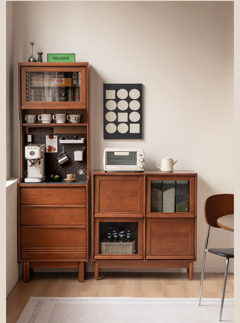 Poplar Solid Wood Vintage Style Sideboard with Dining Room Storage