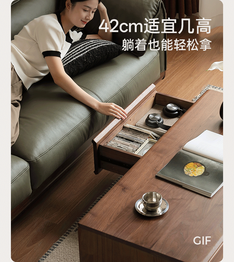 Black Walnut Solid Wood Modern Coffee Table