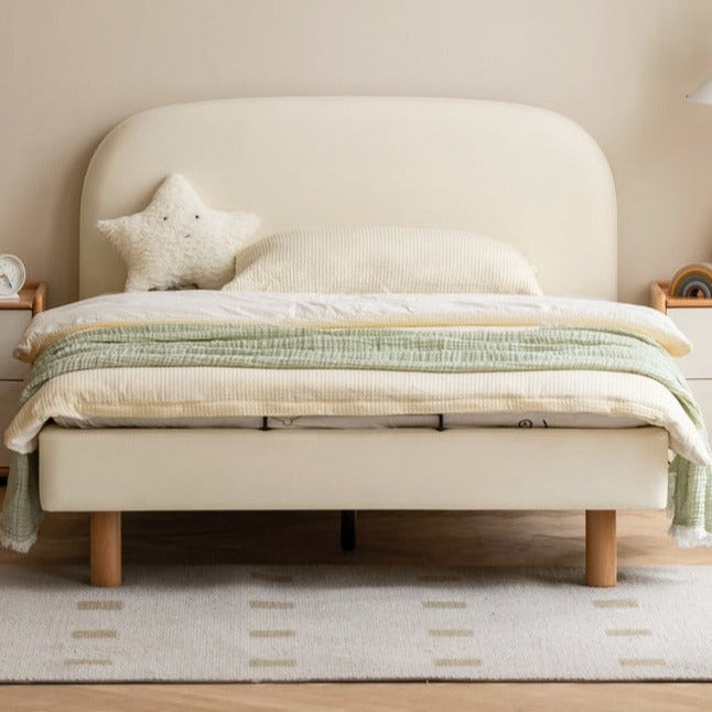 Organic leather Сhildren's bed cream bed<