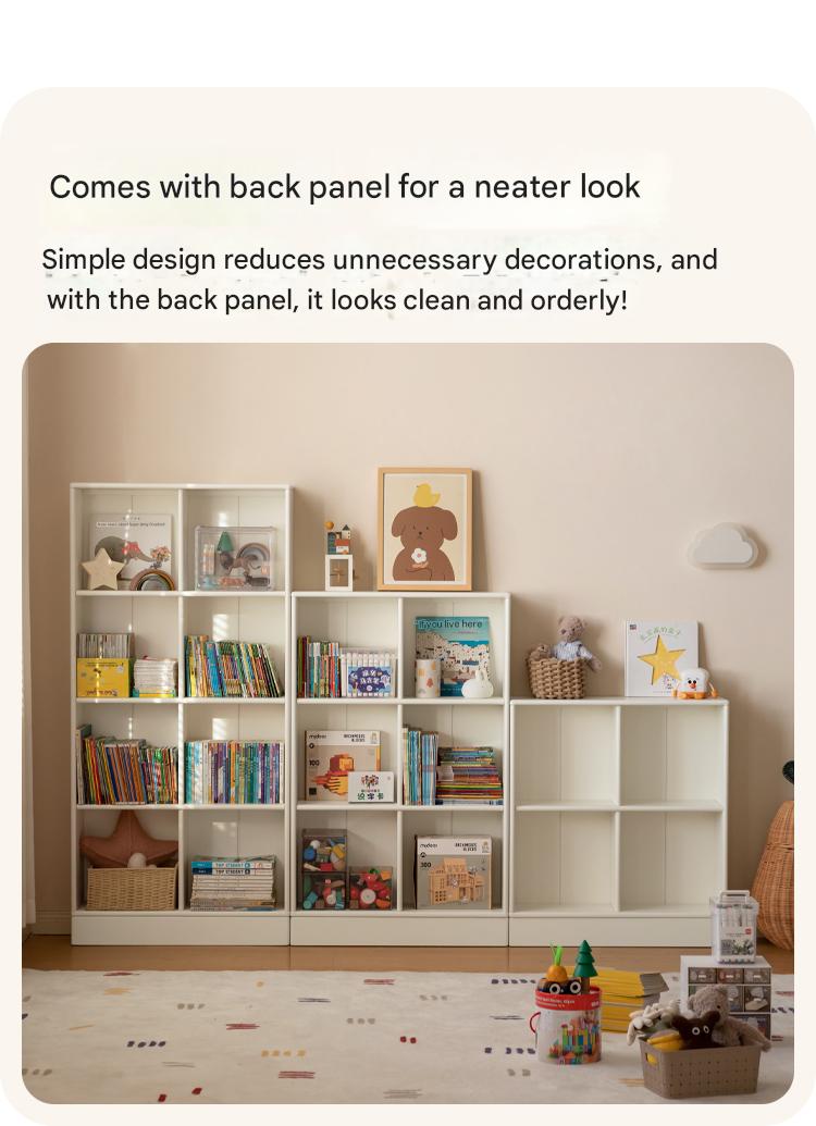 Rubber Solid Wood Cream Style Children's Free Сombination Bookshelf