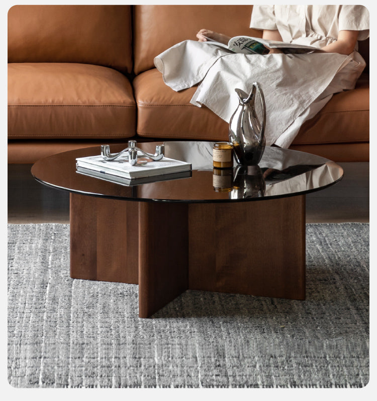 Black Walnut Combination Round Coffee Table