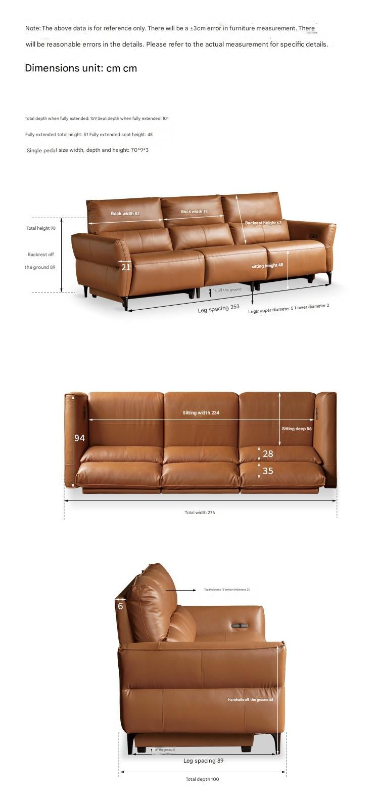 Genuine Leather Electric high back Sofa