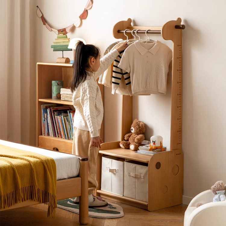 Beech, Solid Rubberwood Children's Coat Rack.