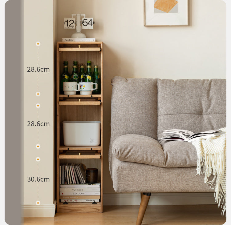 Oak Solid Wood Bookcase Corner Glass Flip Door