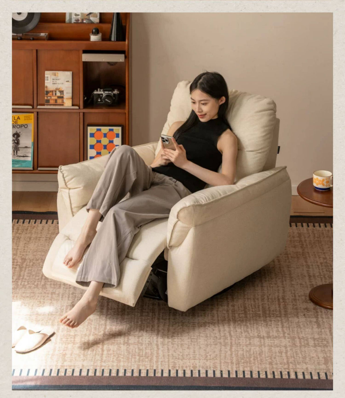 Swivel Rocker Recliner Chair with Tufted Pillow Back