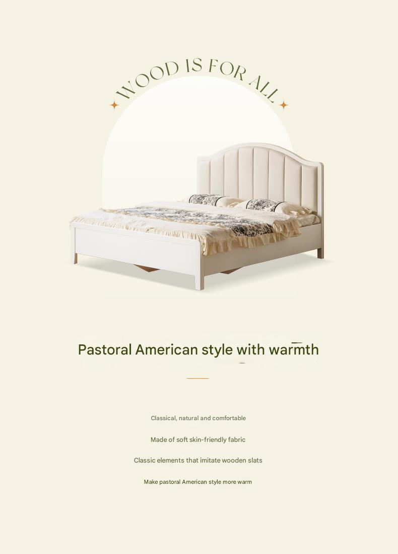 Rubber Solid Wood Arched Channel-Tufted Upholstered Storage Bed, Cream