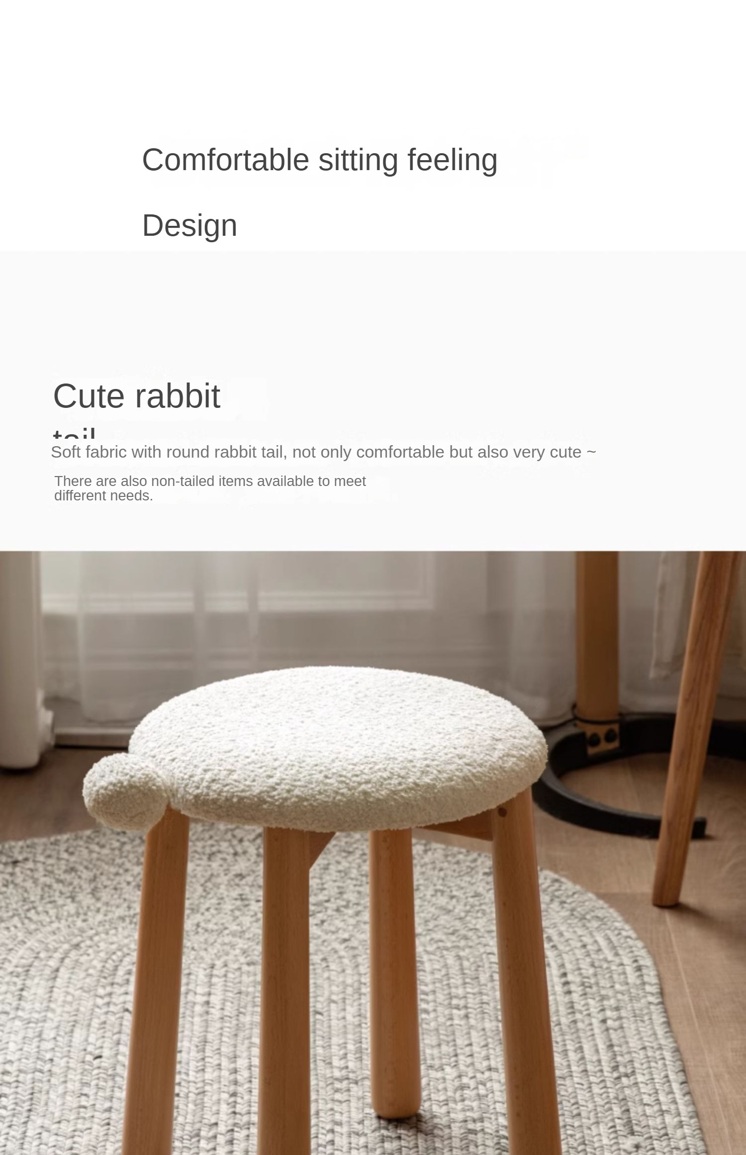 Black Walnut, Oak, Cherry, Beech, Sandalwood Solid Wood Makeup Stool