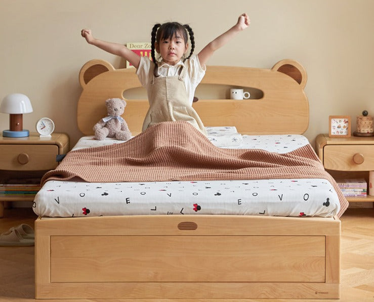 Oak, Beech solid wood Bear night light box bed<