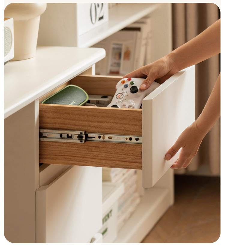 Solid RubberWood Cream Style Single-Leg Desk