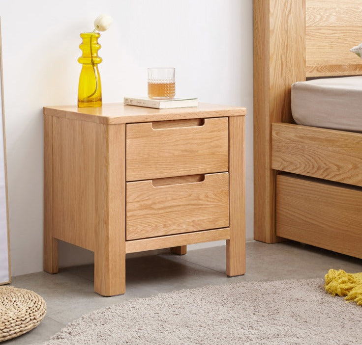 Oak solid wood nightstand"