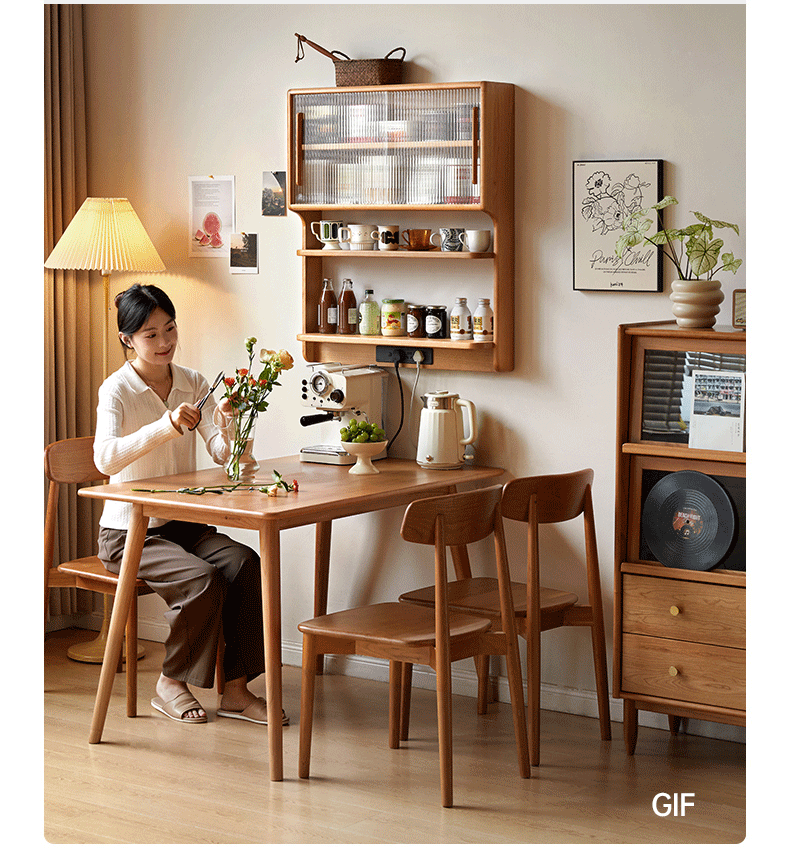 Cherry Solid Wood Wall Storage Cabinet