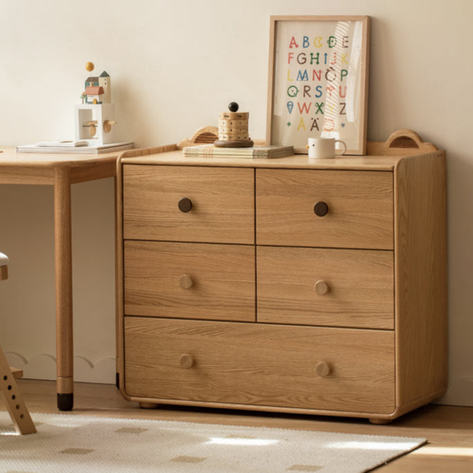 Oak Solid Wood Children's Drawer Cabinet