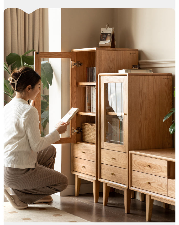 Oak, Beech Solid Wood Nordic Side Cabinet